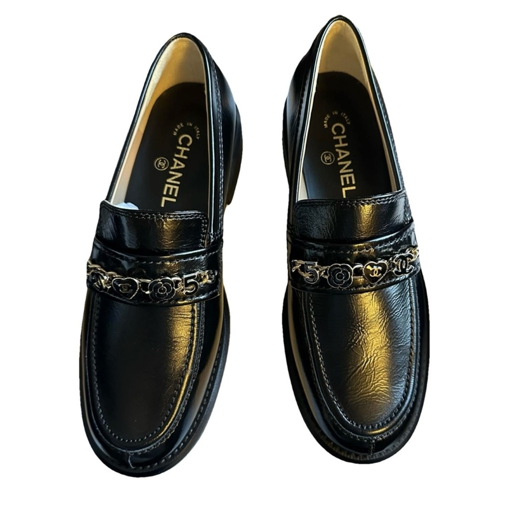 Chanel Black Leather Loafers